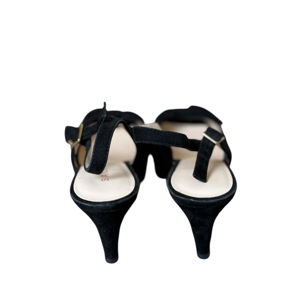 Sacha London Black Suede Leather Peep Toe Slingback Heels Bow Size 6 Evening - Picture 7 of 12